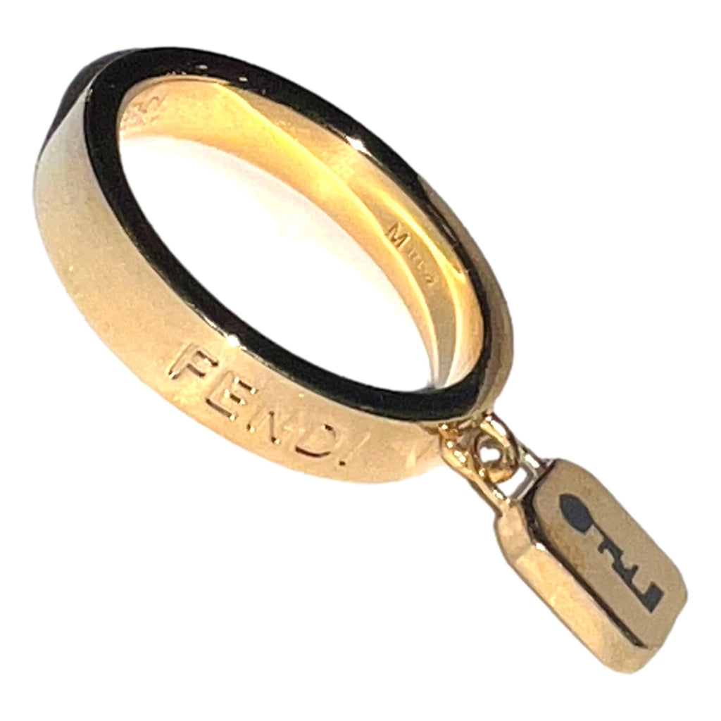 Fendi Master Key Pendant Gold Finish Metal Large Fashion Ring at_Queen_Bee_of_Beverly_Hills