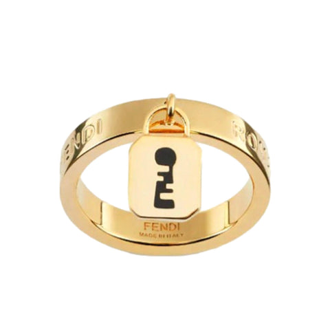 Fendi Master Key Pendant Gold Finish Metal Large Fashion Ring available at Queen Bee of Beverly Hills