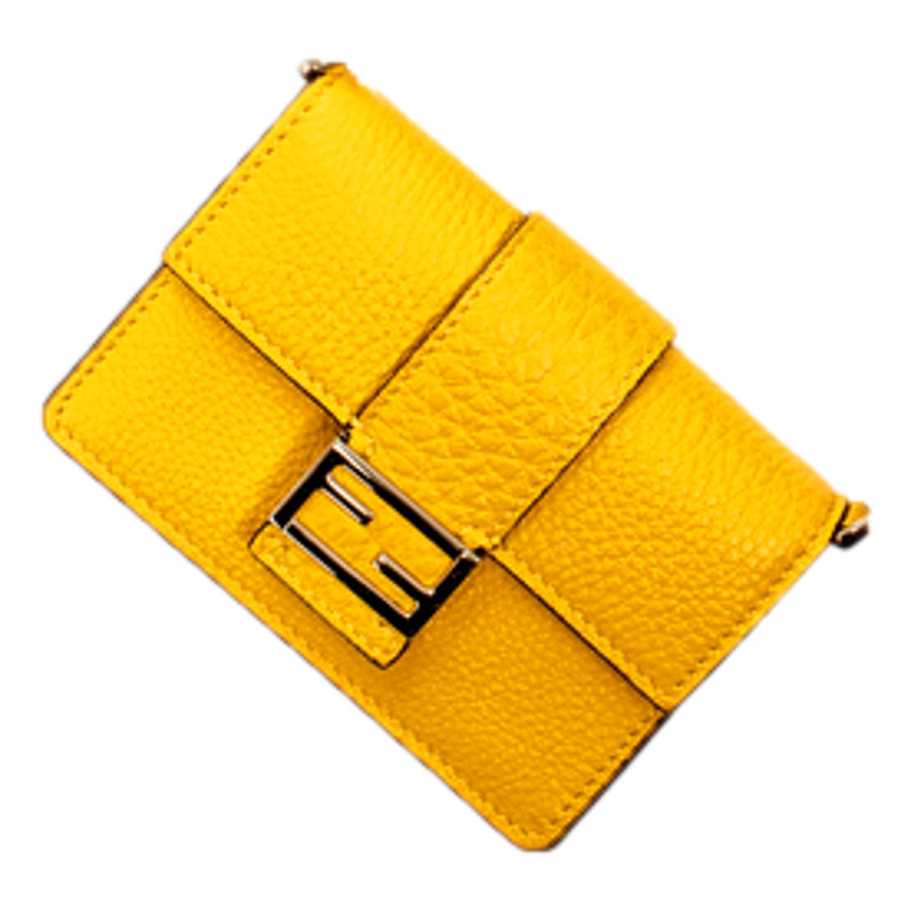 Fendi Micro Baguette Sunflower Yellow Grain Leather Mini Crossbody Bag at_Queen_Bee_of_Beverly_Hills