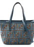 Fendi Mini Roll FF Shopping Tote Blue Brown Chenille Small Handbag