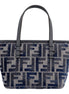 Fendi Mini Roll FF Shopping Tote Blue Gray Chenille Small Handbag