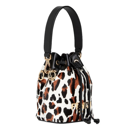 Fendi Mon Tresor Animal Print Sheepskin Mini Crossbody Bucket Bag available at Queen Bee of Beverly Hills