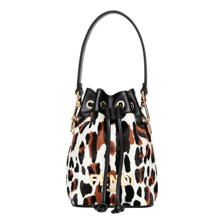 Fendi Mon Tresor Animal Print Sheepskin Mini Crossbody Bucket Bag available at Queen Bee of Beverly Hills