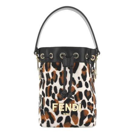 Fendi Mon Tresor Animal Print Sheepskin Mini Crossbody Bucket Bag available at Queen Bee of Beverly Hills