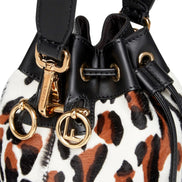 Fendi Mon Tresor Animal Print Sheepskin Mini Crossbody Bucket Bag available at Queen Bee of Beverly Hills