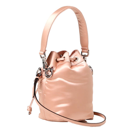 Fendi Mon Tresor Baguette Baby Pink Nylon Bucket Mini Crossbody Bag available at Queen Bee of Beverly Hills