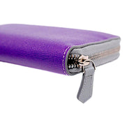 Fendi Monster Zip Pouch Clutch Cosmetic Bag Travel Purple Blue Leather available at Queen Bee of Beverly Hills