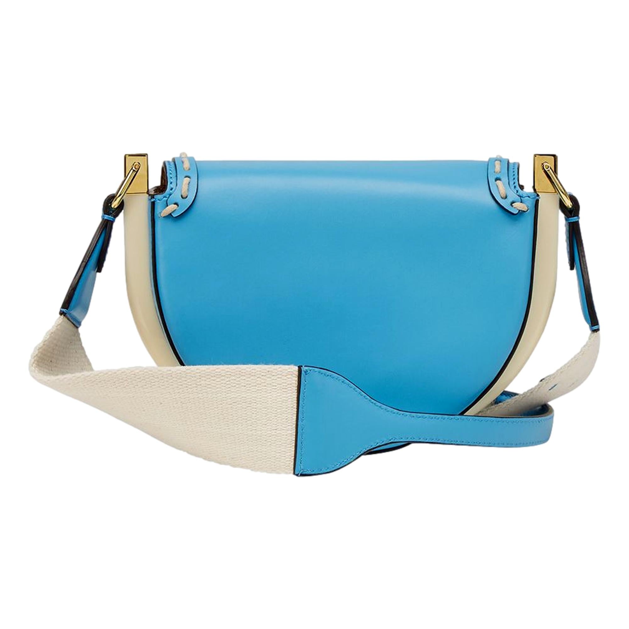 Fendi Moonlight Cyber Blue Leather Satchel Crossbody Bag available at Queen Bee of Beverly Hills