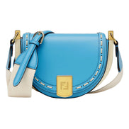 Fendi Moonlight Cyber Blue Leather Satchel Crossbody Bag available at Queen Bee of Beverly Hills