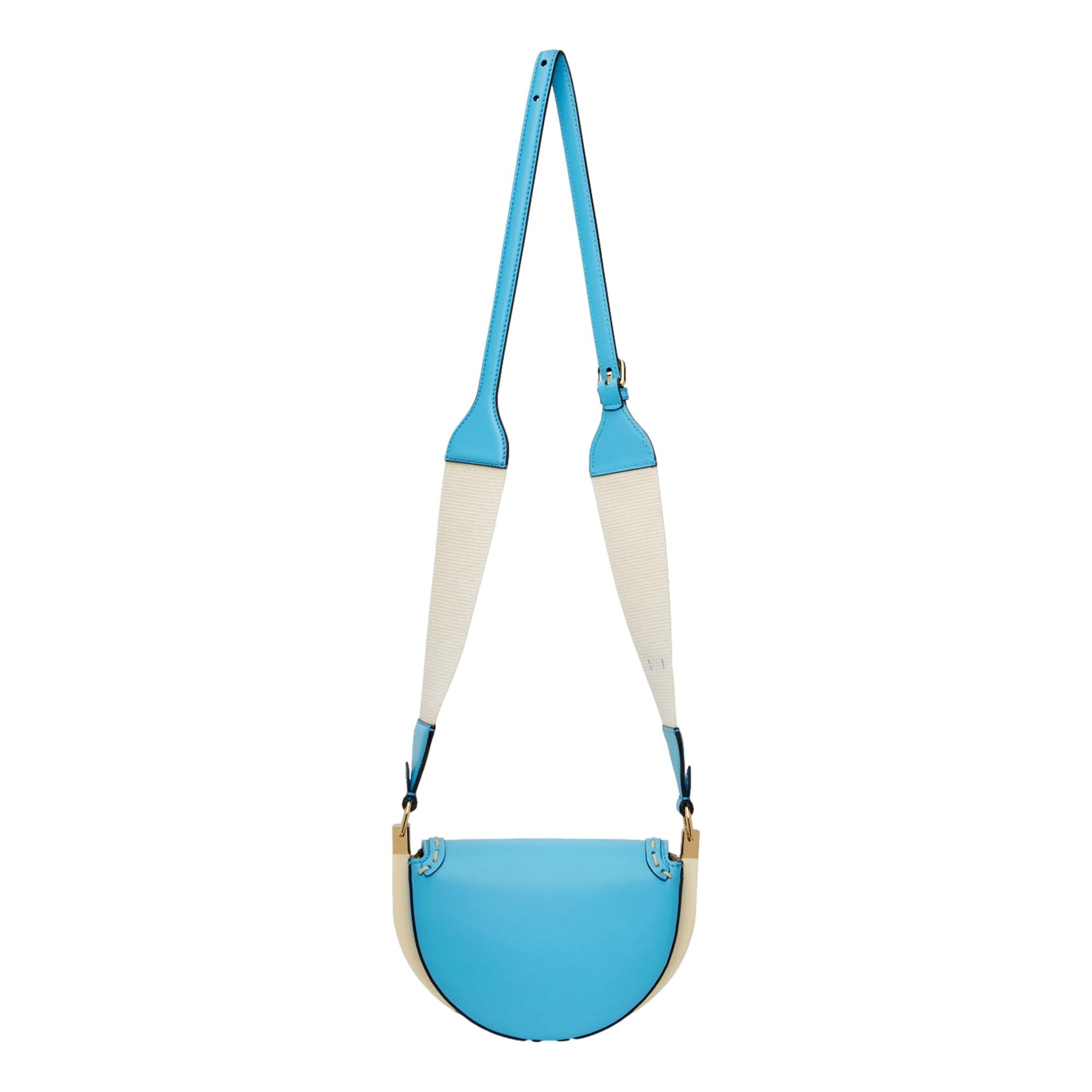 Fendi Moonlight Cyber Blue Leather Satchel Crossbody Bag available at Queen Bee of Beverly Hills