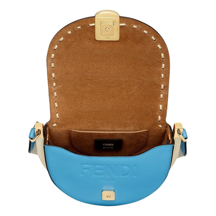 Fendi Moonlight Cyber Blue Leather Satchel Crossbody Bag available at Queen Bee of Beverly Hills