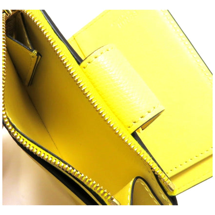Fendi Diamonds Sorbetto Yellow Compact Zip Pocket Bifold Card Holder Wallet
