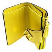 Fendi Diamonds Sorbetto Yellow Compact Zip Pocket Bifold Card Holder Wallet