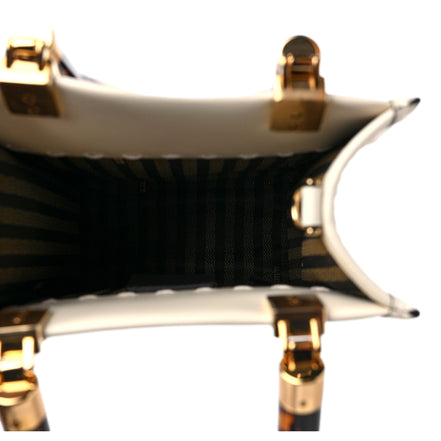 Fendi Nude Calfskin Snake Print Mini Sunshine Shopper Tote Crossbody Bag available at Queen Bee of Beverly Hills