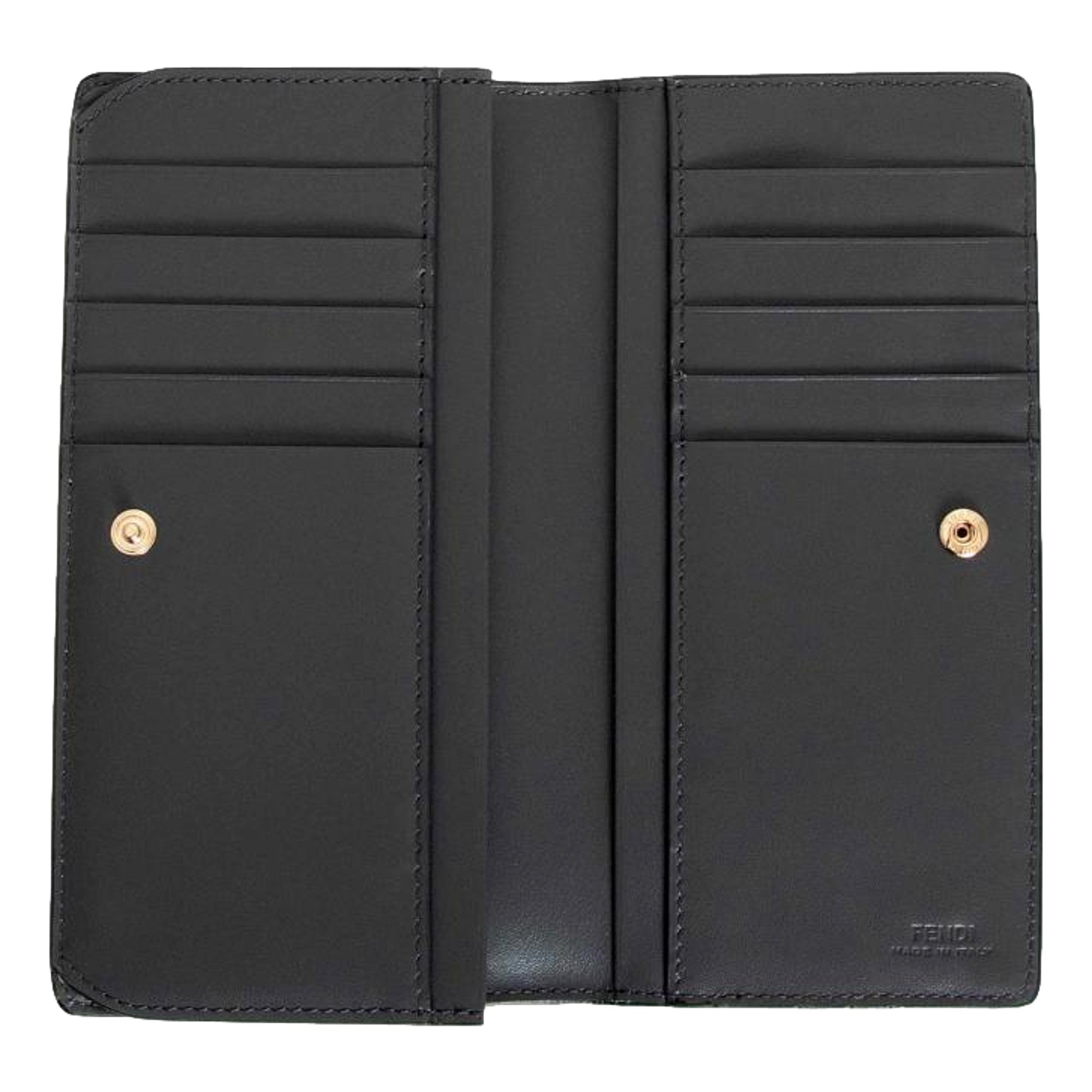 Fendi O'Lock Anthracite Gray and Python Print Leather Snap Continental Wallet available at Queen Bee of Beverly Hills