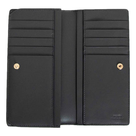Fendi O'Lock Anthracite Gray and Python Print Leather Snap Continental Wallet available at Queen Bee of Beverly Hills