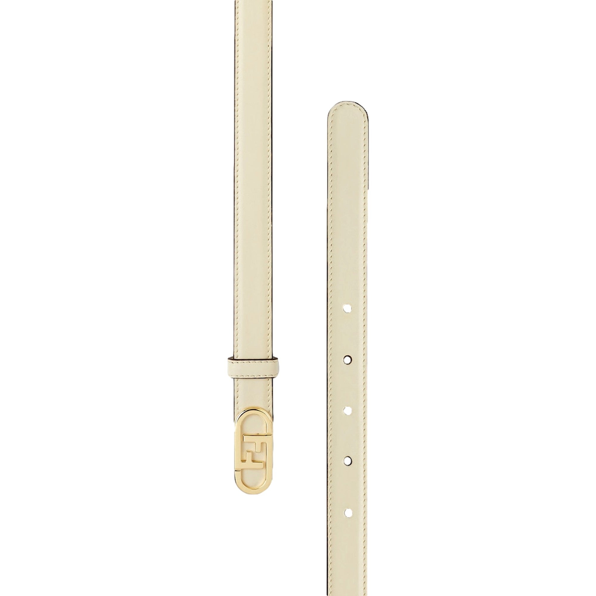 Fendi O'Lock Ivory Leather Skinny Belt Size 90 available at Queen Bee of Beverly Hills