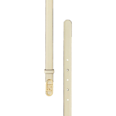 Fendi O'Lock Ivory Leather Skinny Belt Size 90 available at Queen Bee of Beverly Hills