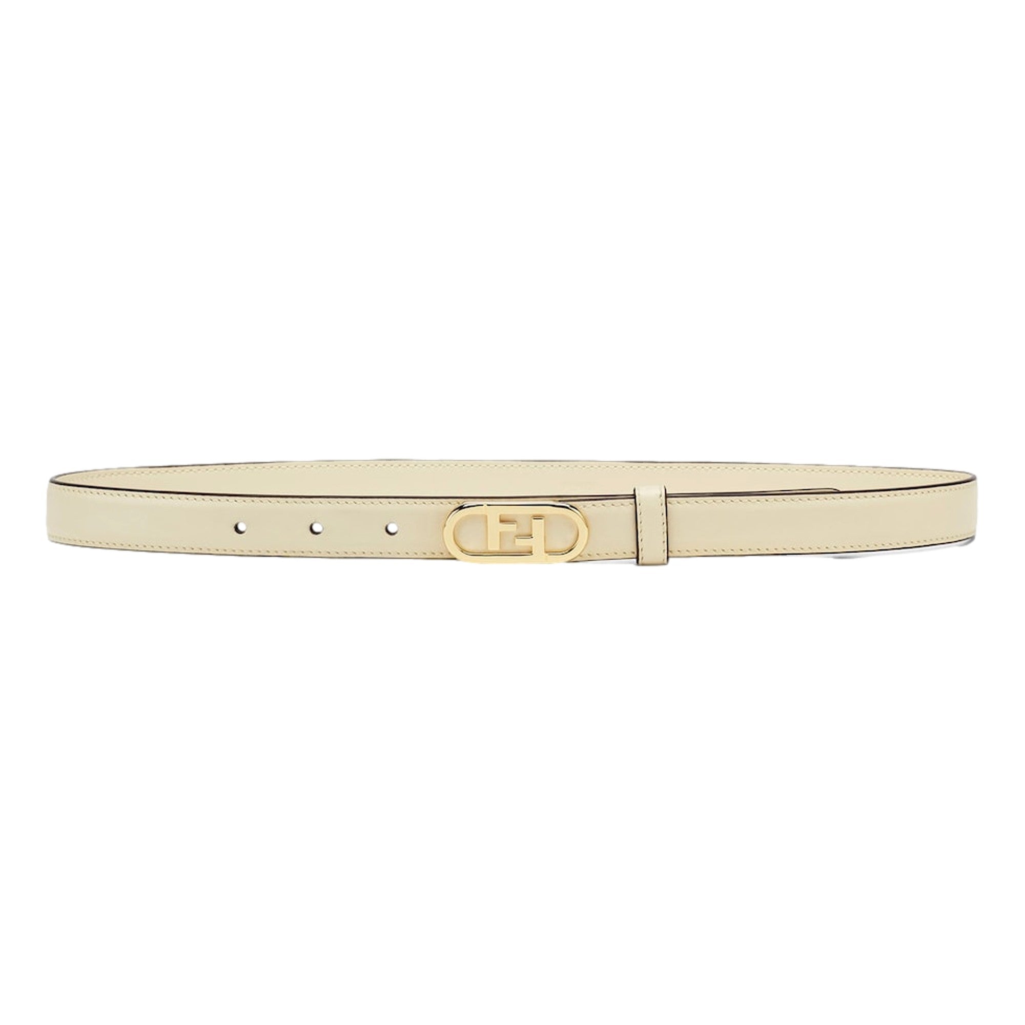 Fendi O'Lock Ivory Leather Skinny Belt Size 90 available at Queen Bee of Beverly Hills