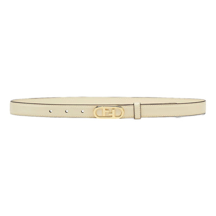 Fendi O'Lock Ivory Leather Skinny Belt Size 90 available at Queen Bee of Beverly Hills
