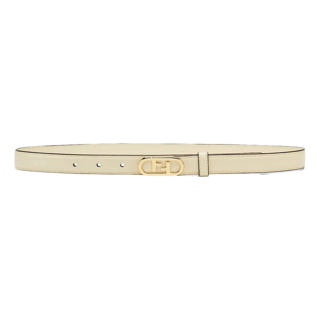 Fendi O'Lock Ivory Leather Skinny Belt Size 90 available at Queen Bee of Beverly Hills