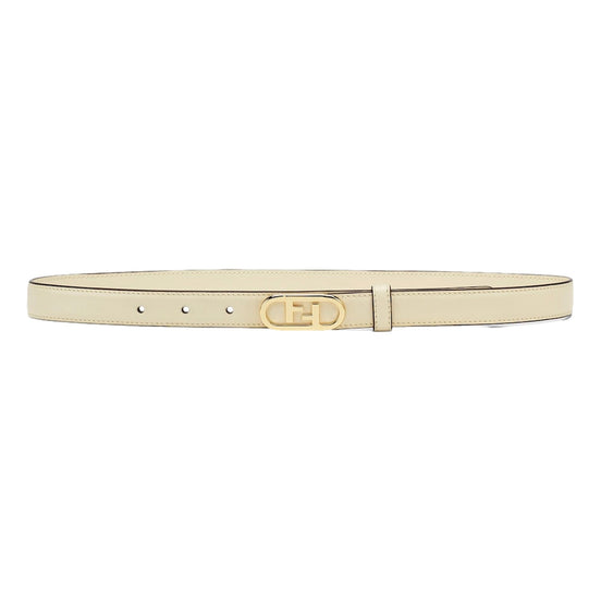 Fendi O'Lock Ivory Leather Skinny Belt Size 90 available at Queen Bee of Beverly Hills