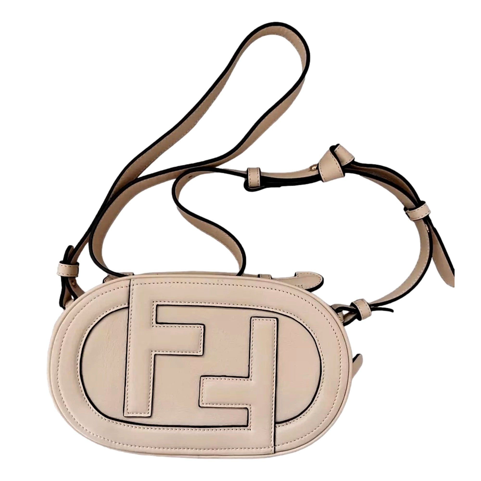Fendi ‘O’Lock Mini’ Fendi Logo Light Rose Pink Shoulder and Crossbody Bag available at Queen Bee of Beverly Hills