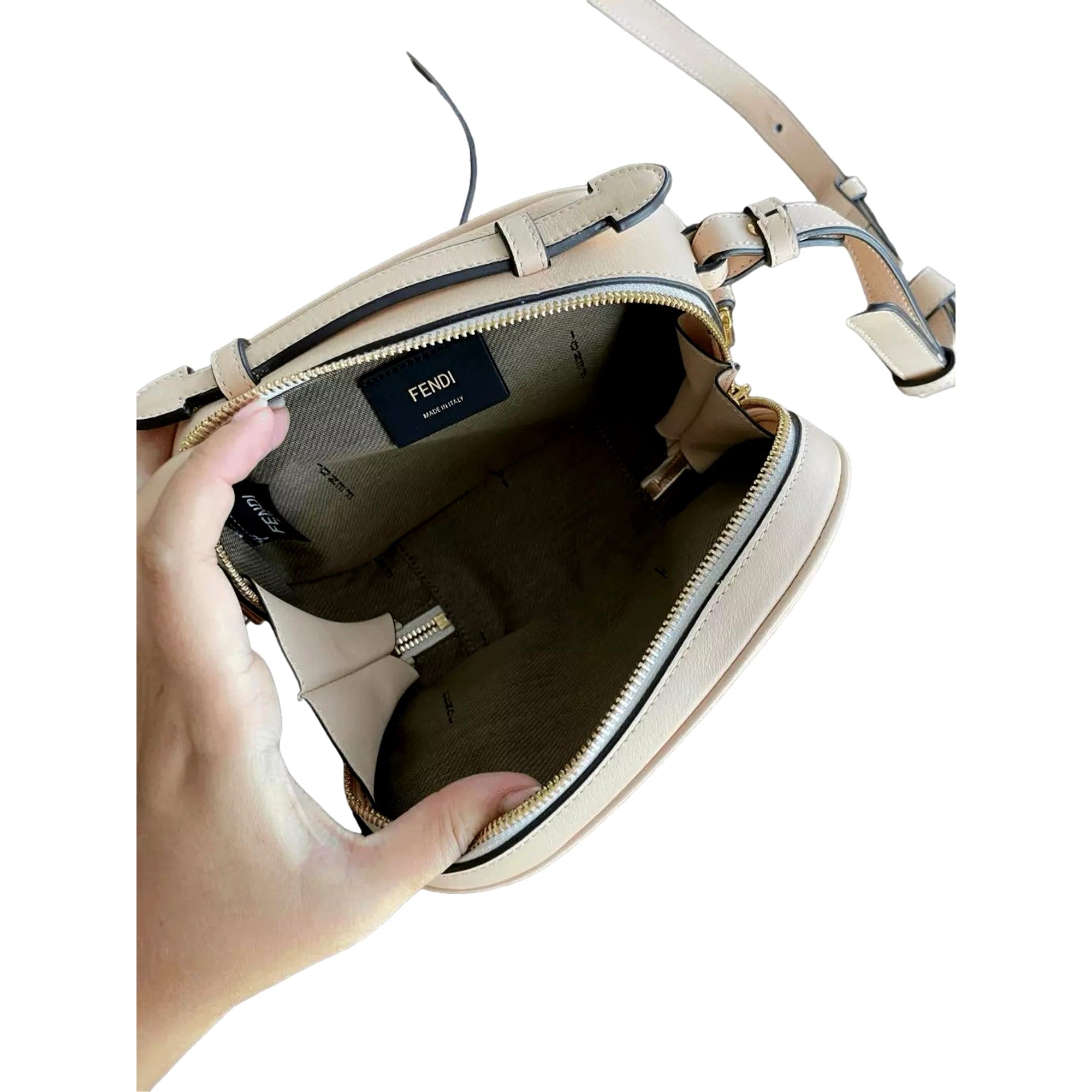 Fendi ‘O’Lock Mini’ Fendi Logo Light Rose Pink Shoulder and Crossbody Bag available at Queen Bee of Beverly Hills