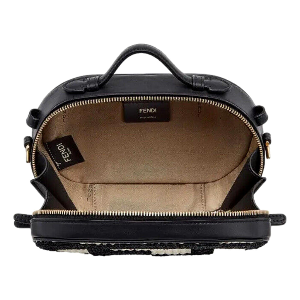 Fendi Ff Mini Raffia & Leather Camera Bag in Natural