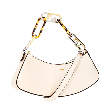 Fendi O'Lock Swing Ivory Calfskin Leather Shoulder Bag available at Queen Bee of Beverly Hills