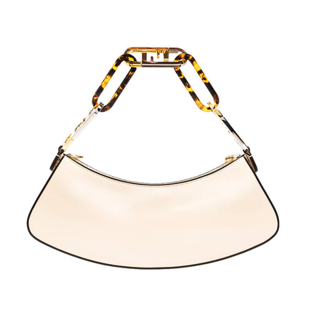 Fendi O'Lock Swing Ivory Calfskin Leather Shoulder Bag available at Queen Bee of Beverly Hills