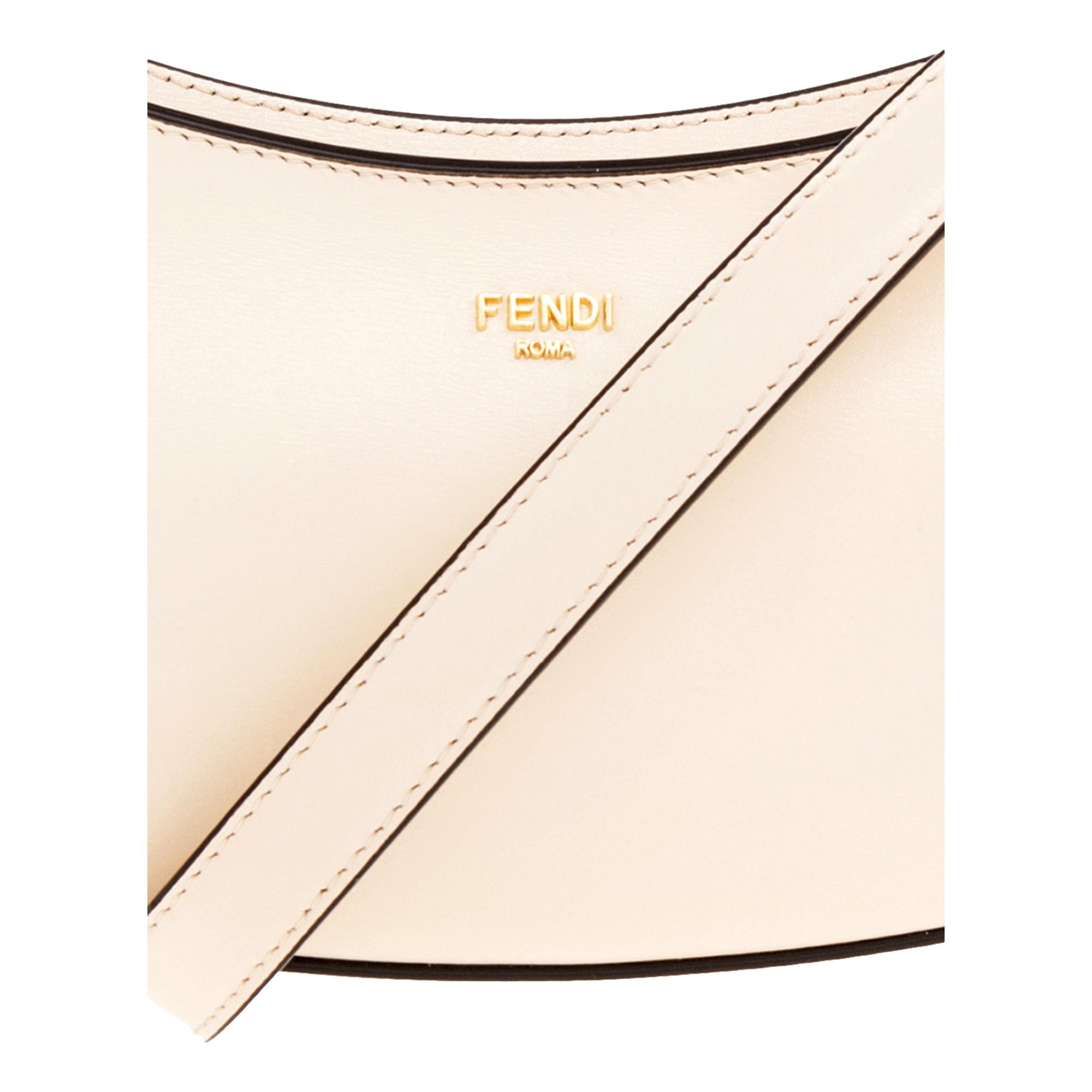 Fendi O'Lock Swing Ivory Calfskin Leather Shoulder Bag available at Queen Bee of Beverly Hills