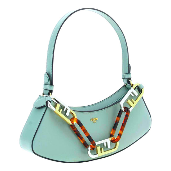 Fendi O'Lock Swing Tiffany Blue Calf Leather Small Hobo Shoulder Bag available at Queen Bee of Beverly Hills