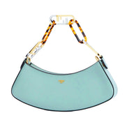 Fendi O'Lock Swing Tiffany Blue Calf Leather Small Hobo Shoulder Bag available at Queen Bee of Beverly Hills