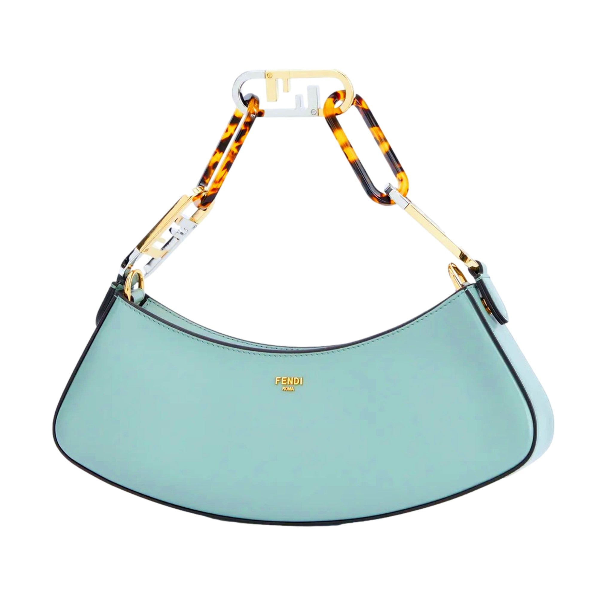 Fendi O'Lock Swing Tiffany Blue Calf Leather Small Hobo Shoulder Bag available at Queen Bee of Beverly Hills
