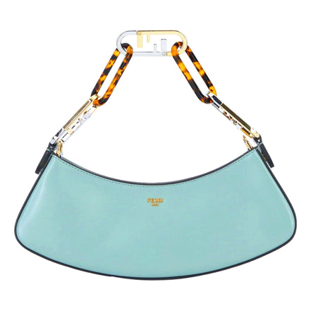 Fendi O'Lock Swing Tiffany Blue Calf Leather Small Hobo Shoulder Bag available at Queen Bee of Beverly Hills