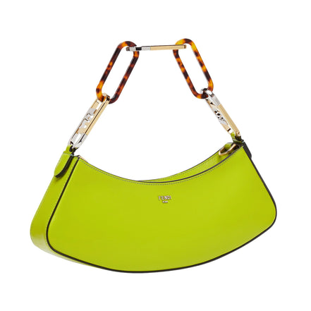 Fendi O'Lock Swing Wasabi Green Calf Leather Small Hobo Shoulder Bag available at Queen Bee of Beverly Hills
