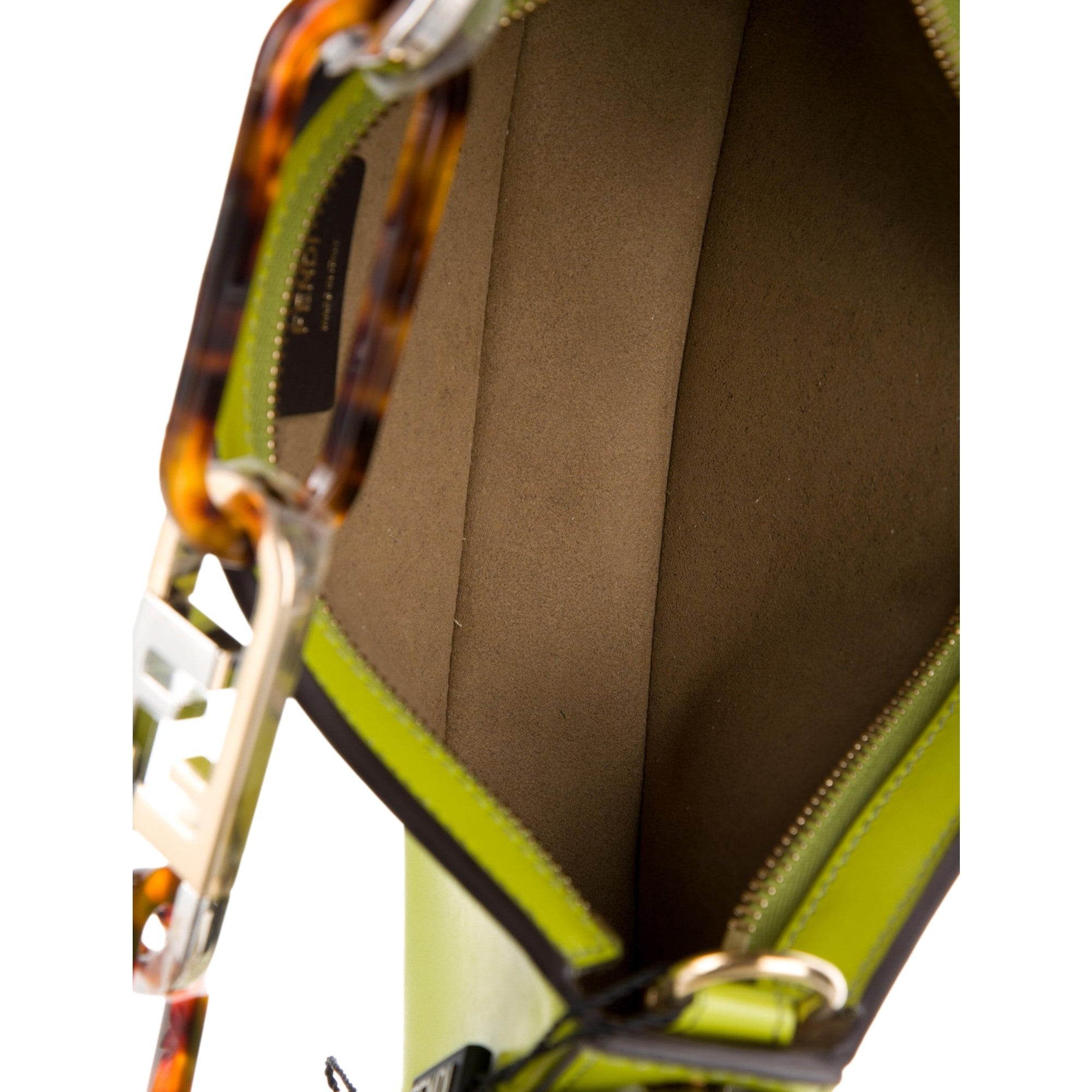 Fendi O'Lock Swing Wasabi Green Calf Leather Small Hobo Shoulder Bag available at Queen Bee of Beverly Hills