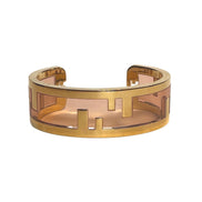 Fendi O'Lock Womens Gold Metal and Dust Pink Plexiglass Small Bracelet available at Queen Bee of Beverly Hills