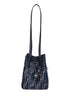 Fendi FF Origami Mini Sac Jacquard Canvas Leather Blue Handbag