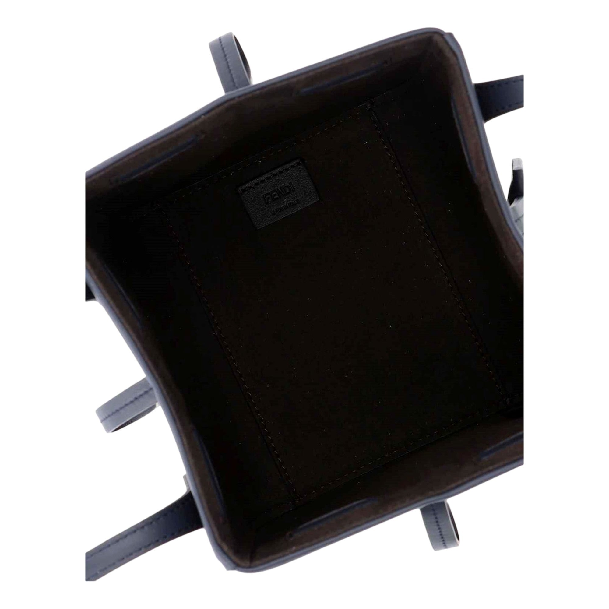 Fendi FF Origami Mini Sac Jacquard Canvas Leather Blue Handbag