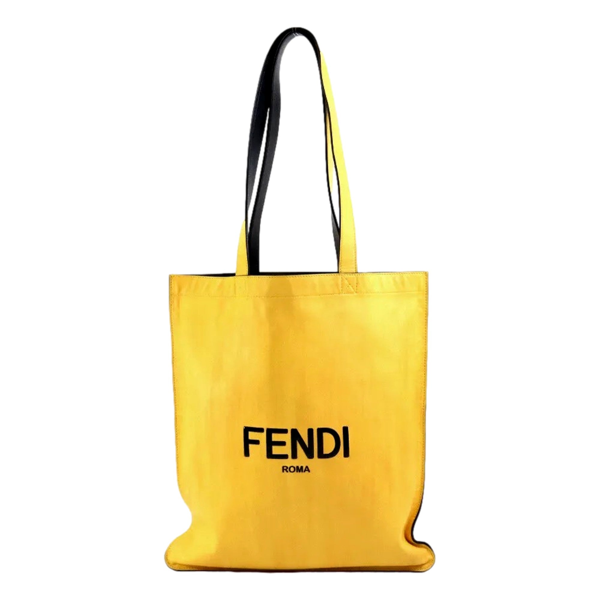 Fendi Pack Yellow Box Leather Shopping Large Tote Bag available at Queen Bee of Beverly Hills