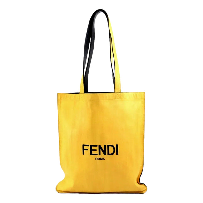 Fendi Pack Yellow Box Leather Shopping Large Tote Bag available at Queen Bee of Beverly Hills