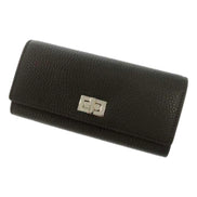 Fendi Peekaboo Turn Lock Black Grained Leather Continental Long Wallet sold at Queen Bee of Beverly Hills