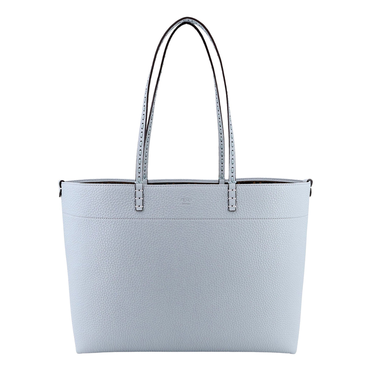 Fendi Reversible FF Canvas and Light Blue Leather Tote Bag - available at Queen Bee of Beverly Hills. 