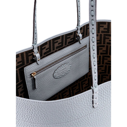 Fendi Reversible FF Canvas and Light Blue Leather Tote Bag - available at Queen Bee of Beverly Hills. 