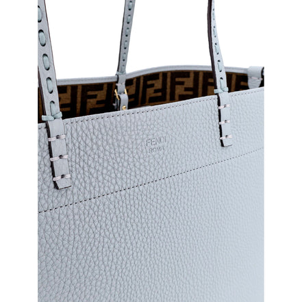 Fendi Reversible FF Canvas and Light Blue Leather Tote Bag - available at Queen Bee of Beverly Hills. 