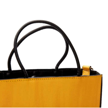 Fendi Roma 2Way Embossed Yellow Leather Crossbody Shopping Tote Bag available at Queen Bee of Beverly Hills