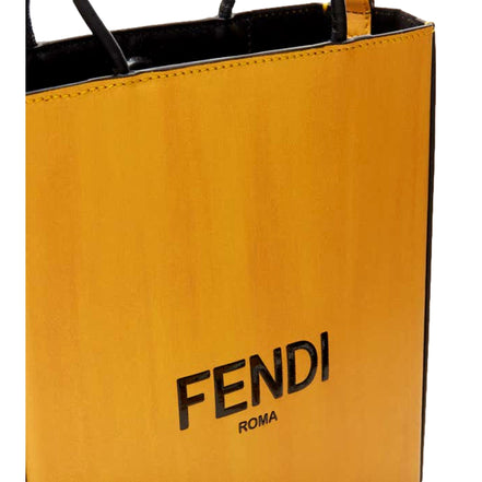 Fendi Roma 2Way Embossed Yellow Leather Crossbody Shopping Tote Bag available at Queen Bee of Beverly Hills