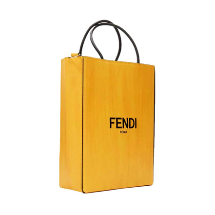 Fendi Roma 2Way Embossed Yellow Leather Crossbody Shopping Tote Bag available at Queen Bee of Beverly Hills